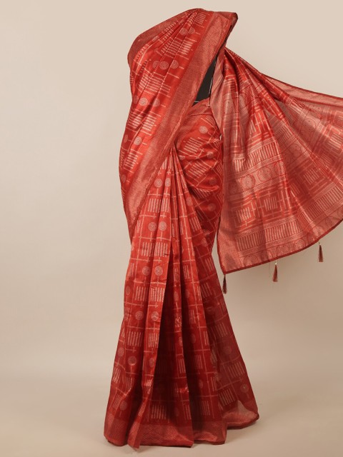 

Pothys Rust & White Floral Printed Saree