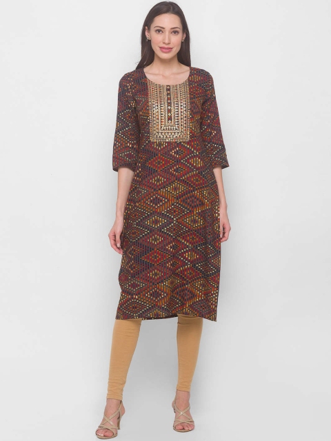

ZOLA Women Grey Ikat Printed Kurta