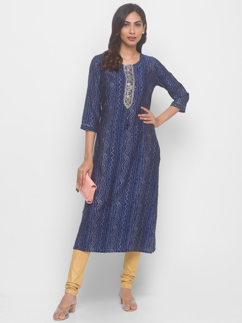 

ZOLA Women Blue Bandhani Printed Kurta