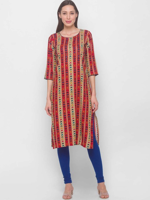 

ZOLA Women Red & Beige Geometric Printed Kurta