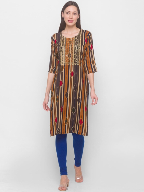 

ZOLA Women Blue Striped Flared Sleeves Anarkali Kurta