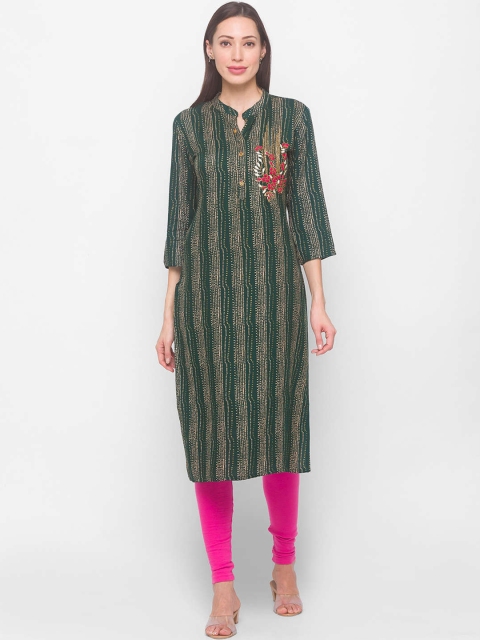 

ZOLA Women Green Printed Thread Work Kurta