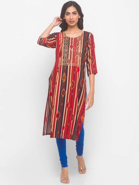 

ZOLA Women Multicoloured Striped Kurta, Multi