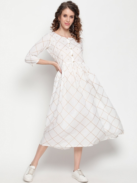 

THE NKS PLUS White A-Line Cotton Midi Dress