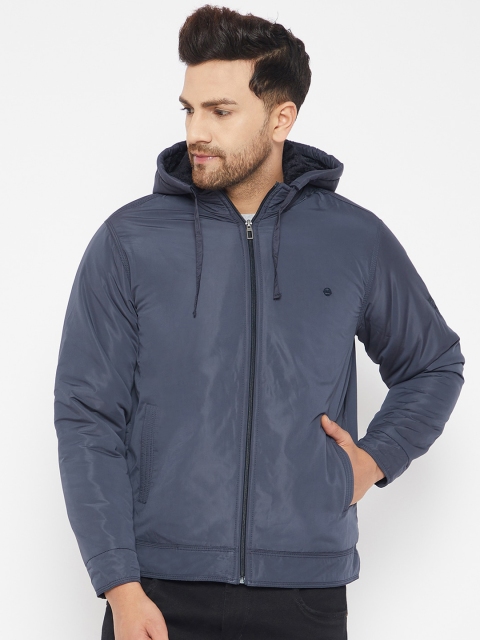 

Okane Men Navy Blue Hooded Padded Jacket