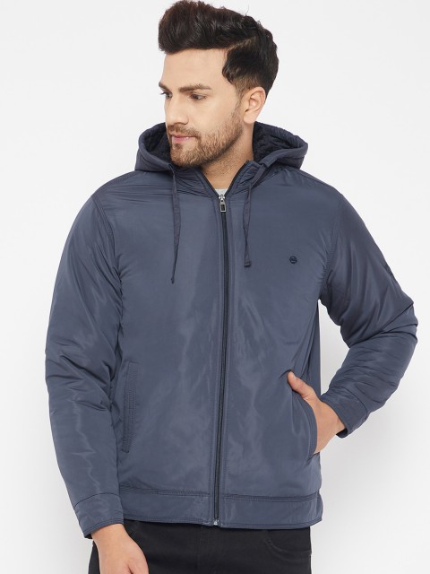 

Okane Men Navy Blue Lightweight Hooded Padded Jacket