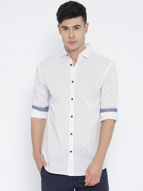 

Jack & Jones Men White Printed Slim Fit Casual Shirt