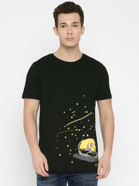 

Jack & Jones Men Black Printed Round Neck T-shirt