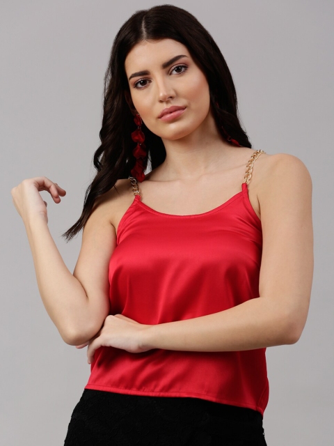 

NEUDIS Red Sheen Satin Regular Top