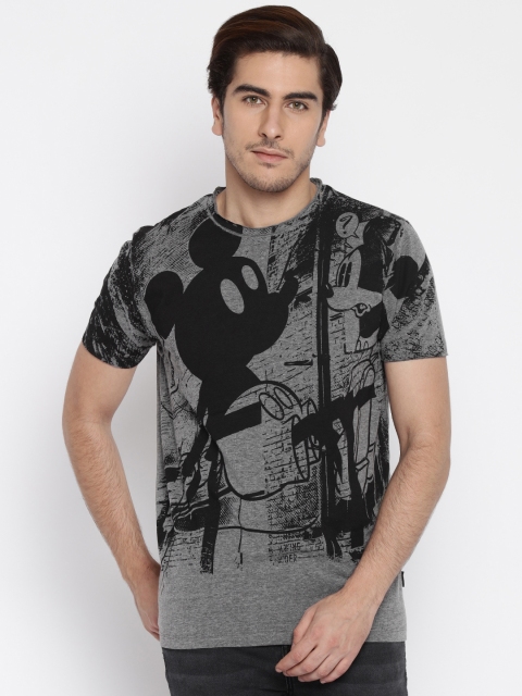 

Jack & Jones Men Grey Melange Printed Round Neck T-Shirt