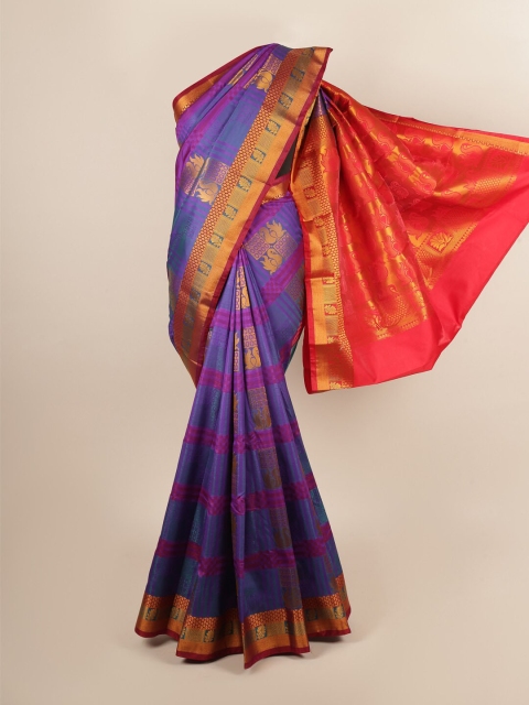 

Pothys Violet & Orange Woven Design Zari Art Silk Saree