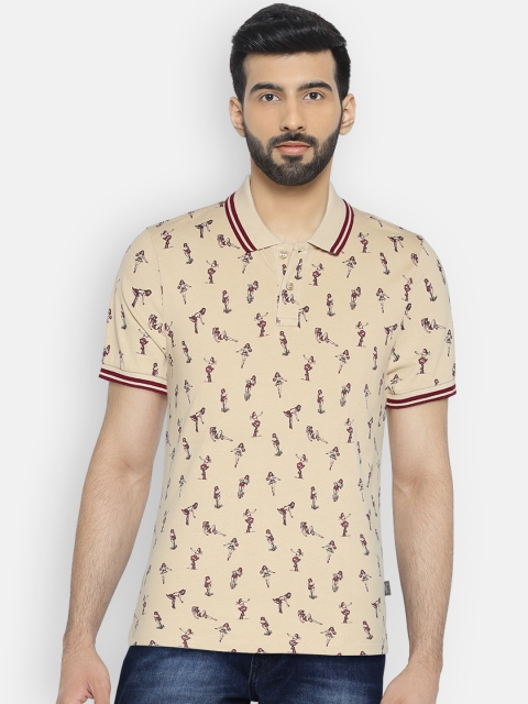 

Jack & Jones Men Beige Printed Polo T-shirt