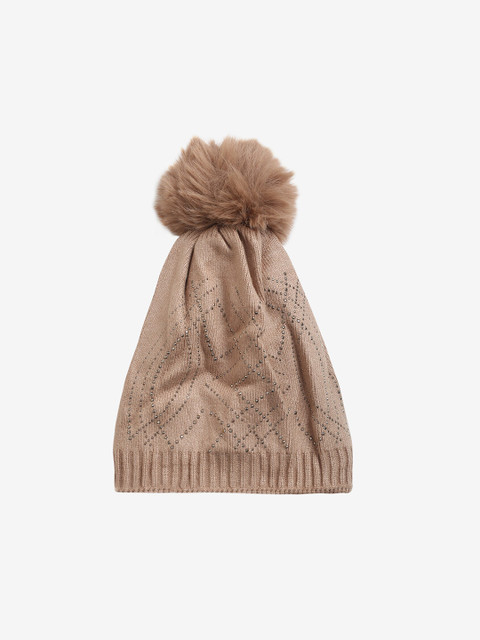 

LOOM LEGACY Women Gold-Toned Acrylic Wool Beanie