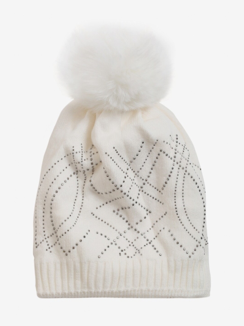 

LOOM LEGACY Women White Acrylic Wool Beanie