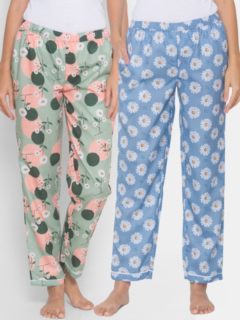 

FashionRack Woman Pack of 2 Floral Print Pyjamas, Blue