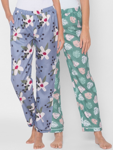 

FashionRack Women Pack of 2 Grey & Green Printed Pyjamas