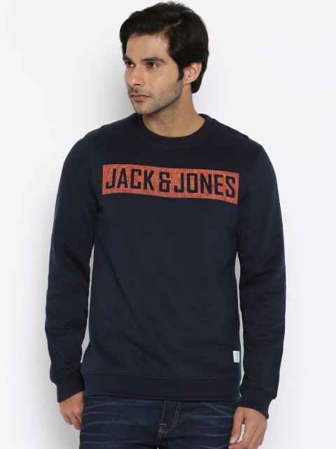 

Jack & Jones Men Navy Printed Pullover Sweatshirt, Navy blue