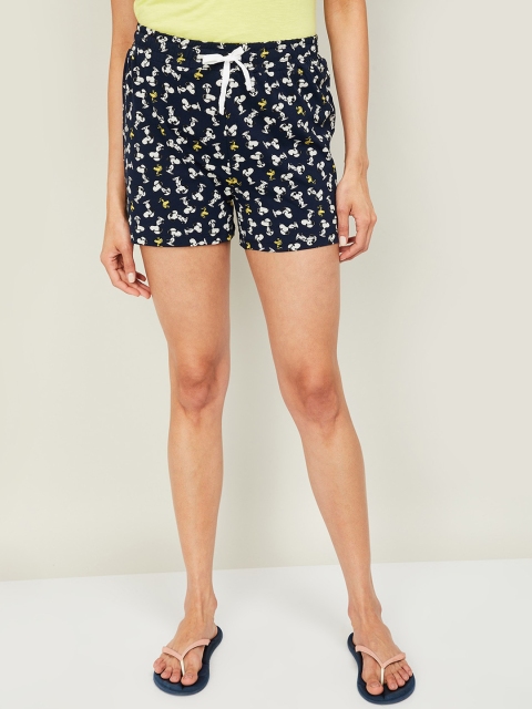 

Ginger by Lifestyle Women Navy Blue & White Printed Lounge Shorts