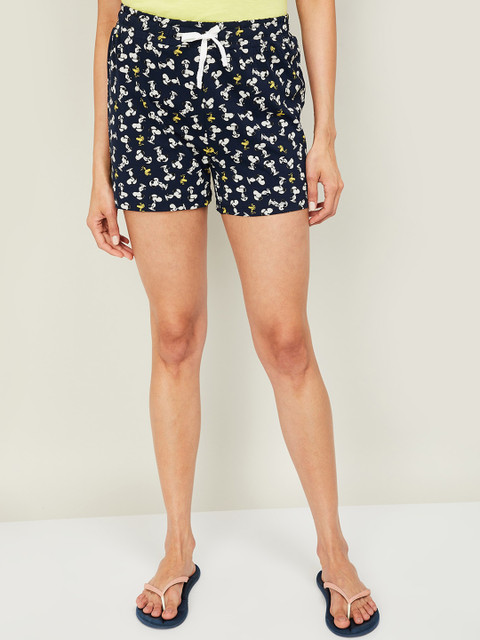 

Ginger by Lifestyle Women Navy Blue & White Printed Lounge Shorts