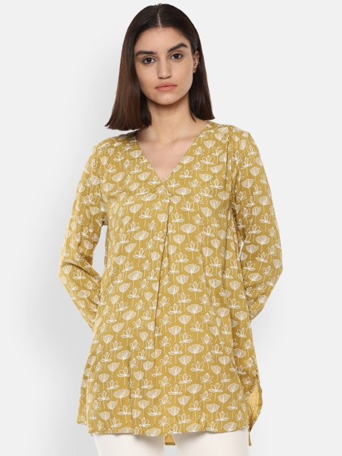

Van Heusen Woman Yellow & White Floral Printed Tunic
