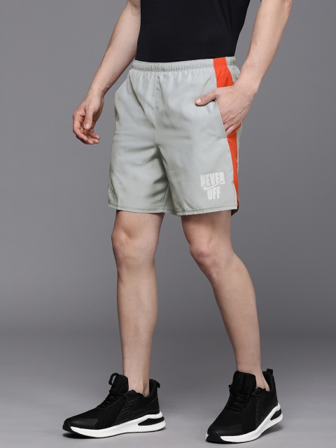 

Nike Men Light Grey Typography Printed Running Shorts With Contrast Side Stripes