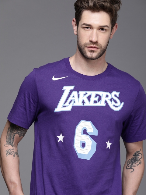 

Nike Men Purple Typography Printed Pure Cotton T-shirt