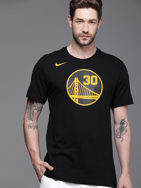 

Nike Men Black Printed Round-Neck Pure Cotton T-shirt