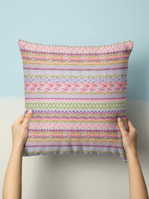 

BIANCA Pink & Blue Geometric Square Cushion Cover