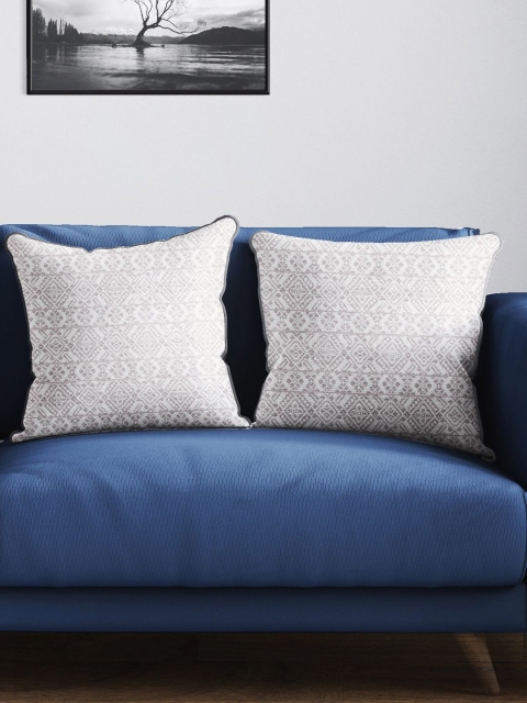 

BIANCA Beige & Grey Set of 2 Geometric Square Cushion Covers