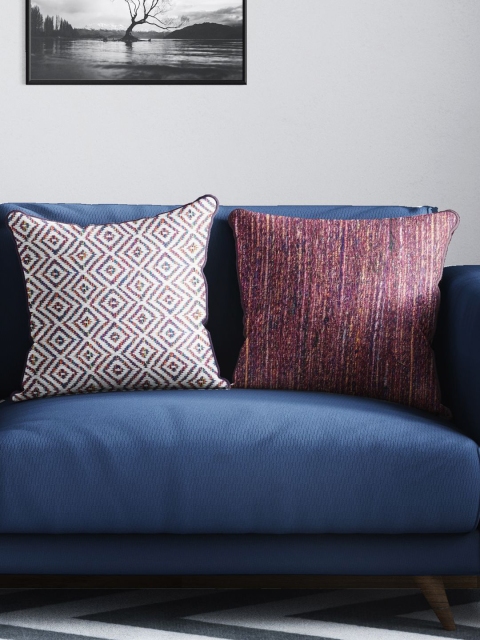 

BIANCA Set Of 2 Multicoloured Abstract Tweed Luxury Square Cushion Covers, Multi