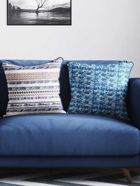 

BIANCA Multicoloured Set of 2 Abstract Square Cushion Covers, Multi