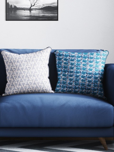 

BIANCA Set Of 2 Multicoloured Geometric Tweed Luxury Square Cushion Covers, Multi
