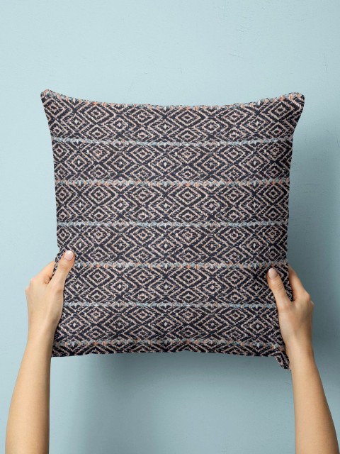 

BIANCA Black & Beige Geometric Tweed Square Cushion Covers