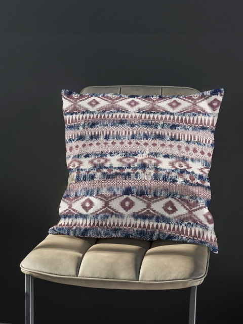 

BIANCA Maroon & Blue Geometric Square Cushion Covers