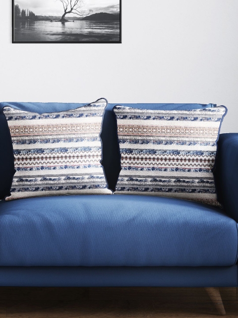 

BIANCA Set Of 2 Multicoloured Abstract Tweed Luxury Square Cushion Covers, Multi