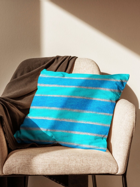 

BIANCA Turquoise Blue & Green Striped Tweed Square Cushion Cover