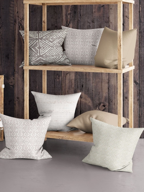 

BIANCA Multicoloured Set of 5 Abstract Square Cushion Covers, Multi