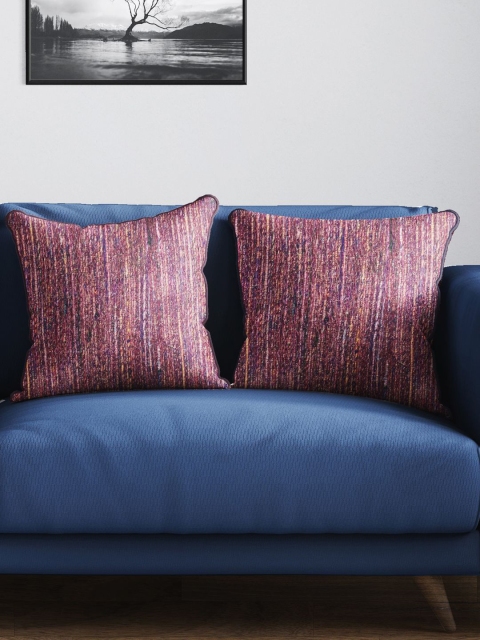 

BIANCA Maroon & Yellow Set of 2 Abstract Square Cushion Covers