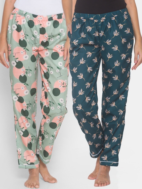 

FashionRack Pack of 2 Green Printed Lounge Pants
