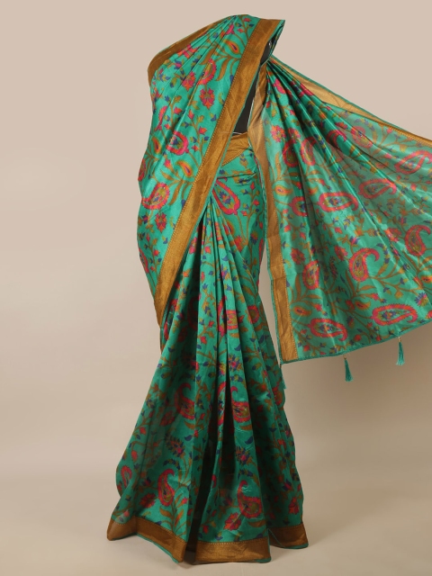 

Pothys Green & Pink Floral Printed Saree