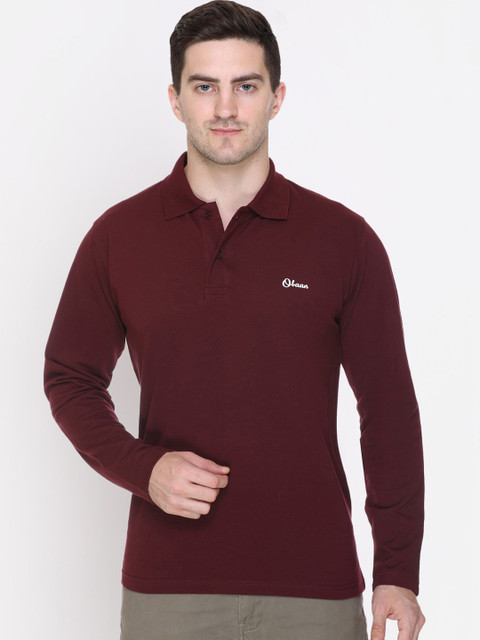 

Obaan Men Maroon Polo Collar T-shirt