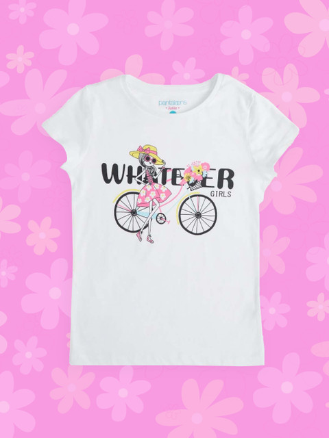 

Pantaloons Junior Girls Off White Printed T-shirt