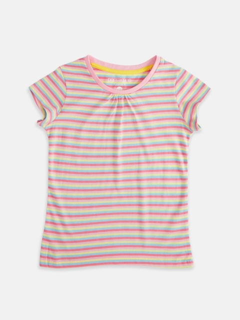 

Pantaloons Junior Girls Multicoloured Striped Cotton T-shirt, Multi