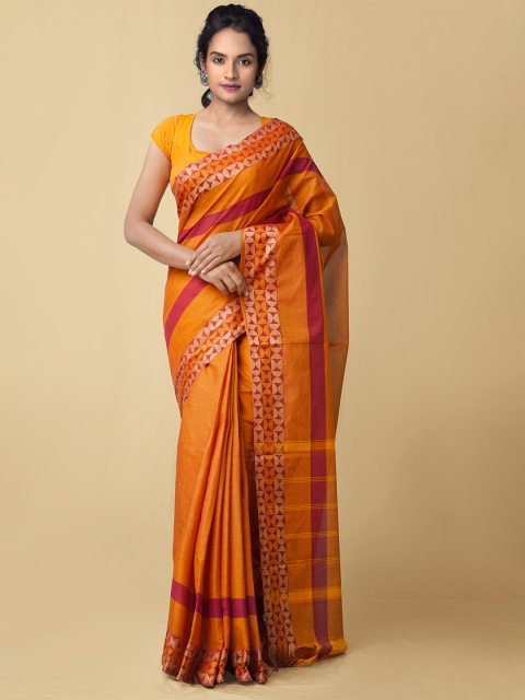 

Unnati Silks Orange & Maroon Pure Cotton Chettinad Saree