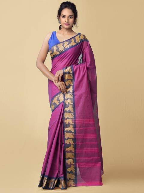 

Unnati Silks Purple & Blue Pure Cotton Pavani Chettinad Saree