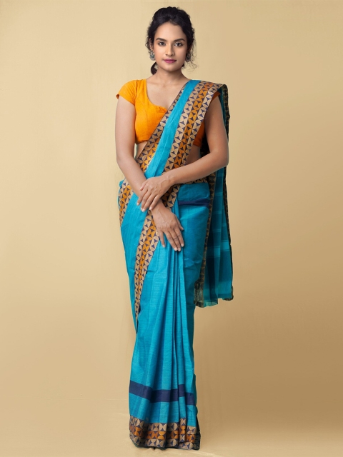 

Unnati Silks Blue Pure Cotton Chettinad Saree