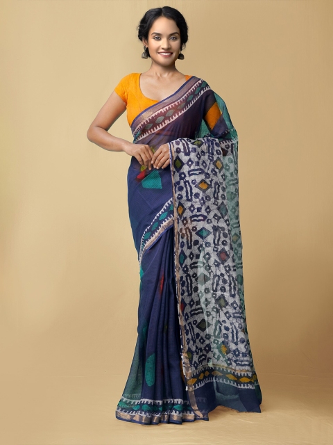 

Unnati Silks Blue & White Batik Pure Cotton Kota Saree