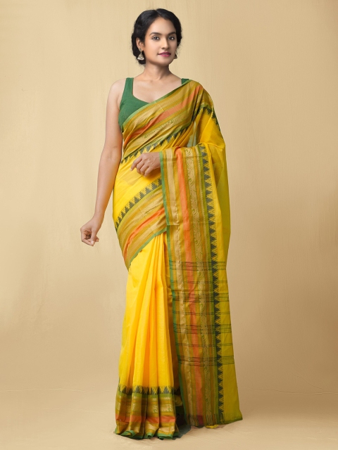 

Unnati Silks Yellow & Green Pure Cotton Chettinad Saree