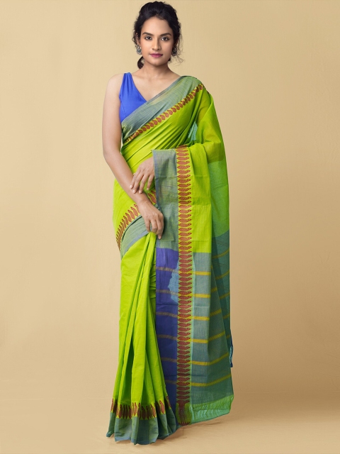

Unnati Silks Green & Blue Pure Cotton Mangalagiri Saree