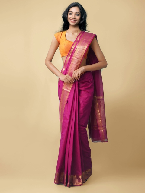 

Unnati Silks Pink Silk Cotton Mangalagiri Saree